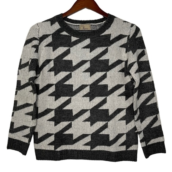 Ashley houndstooth knitted sweater gray white size M NWT - Picture 9 of 10